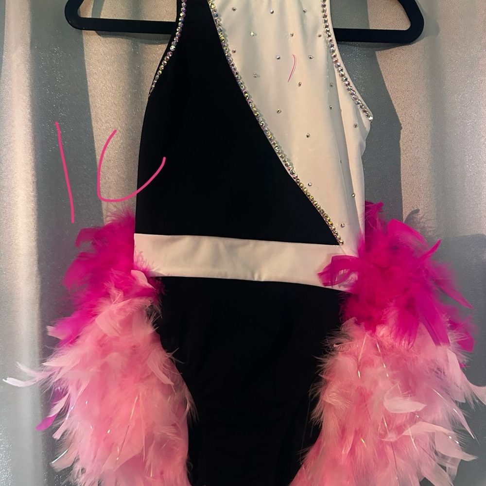 Weissman Black and Pink Feathered Dance Costume